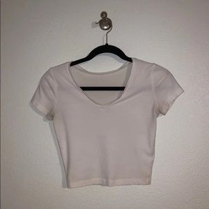 white v-neck crop top